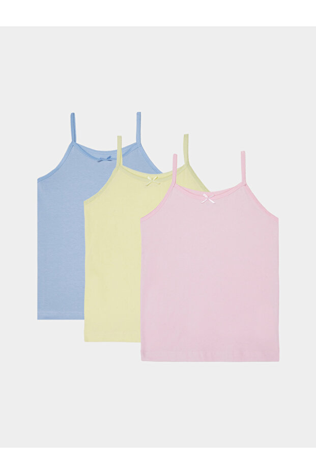 Girls Pack of 3 - Bow Detail Camisole with Elasticized Strap