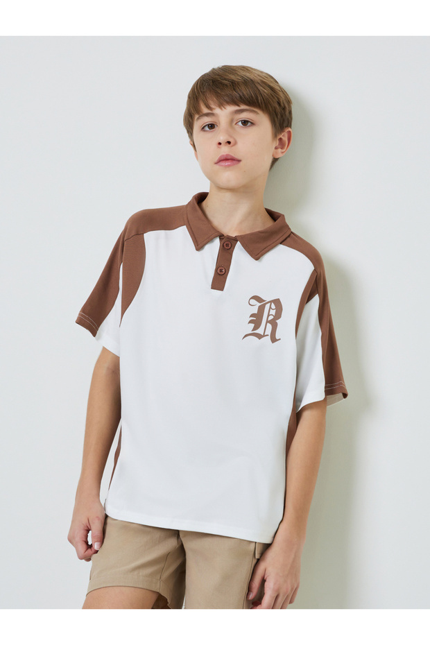 Teen Boys Color Block Printed Polo T-Shirt