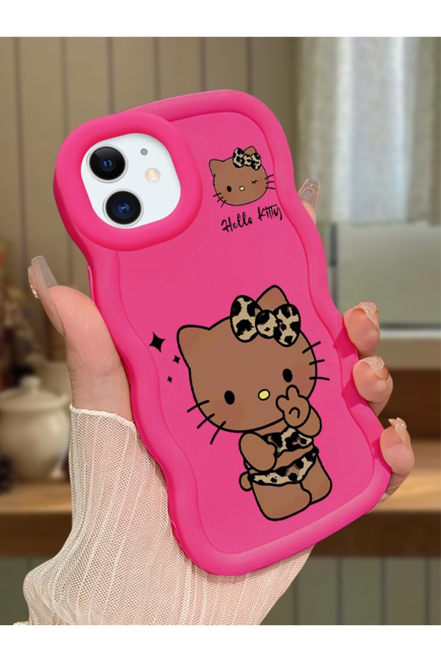 iPhone 12 Compatible Case Camera Protector Red Silicone Couple Phone Case Kitty Pattern