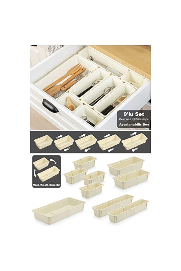 9-Piece Adjustable Drawer Layout Set – Modular and Scalable Design