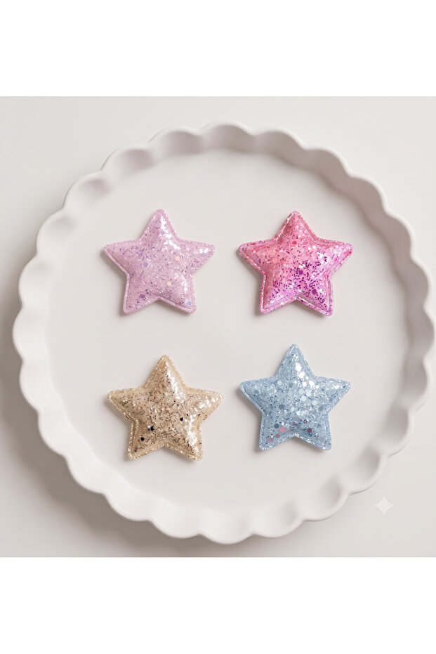 Sparkling Star Figured Hairless Baby Hair Clips Set of 4