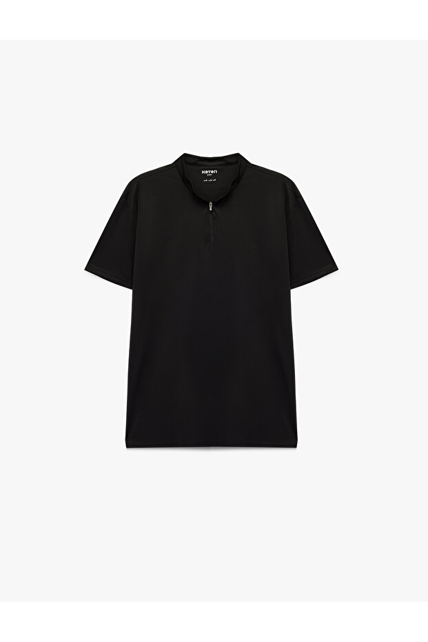 Comfortable Fit Half-Zip Stand Collar Sports T-Shirt