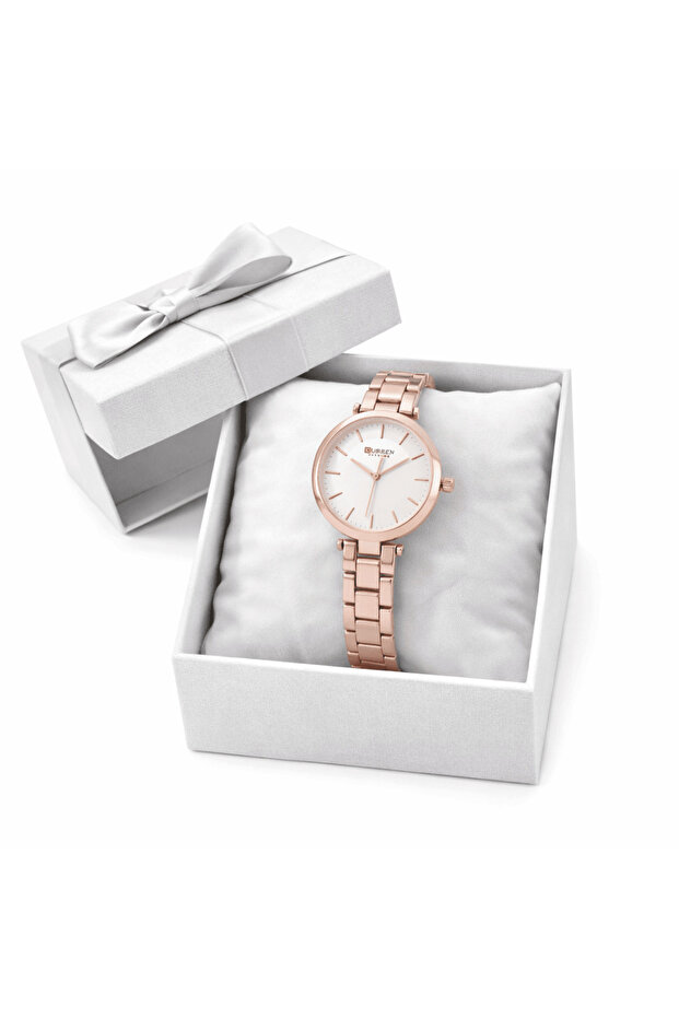 Rose Gold Women’s Watch White Dial Metal Strap