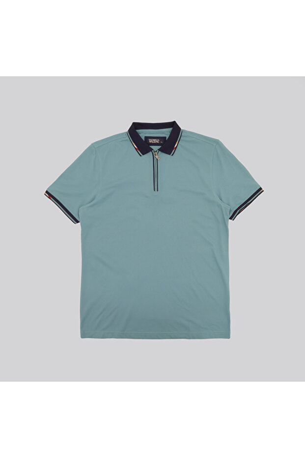 Men's Pique Half Zip Polo Neck T-Shirt