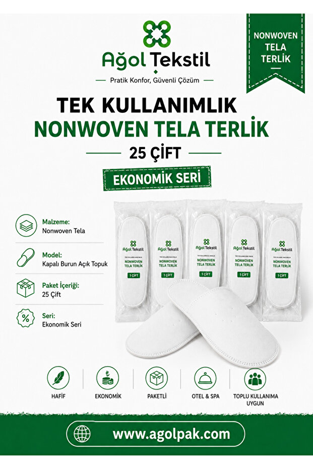 Disposable Nonwoven Insoles Hotel Spa Guest Slippers 25 Pairs White