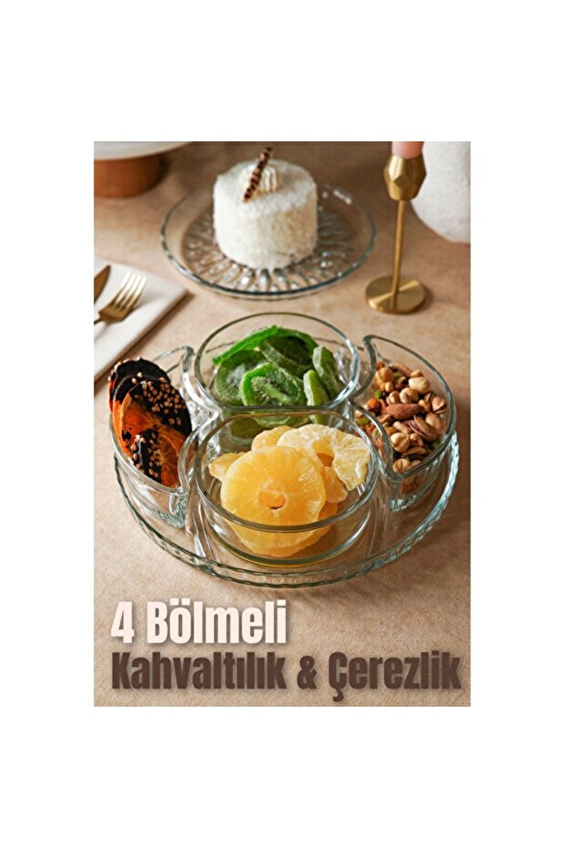 4-Compartment Glass Breakfast Set, Practical and Stylish Storage Solution