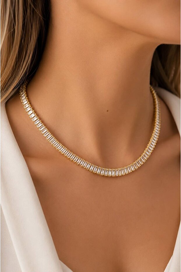 Women's Necklace 5mm Baguette Waterway 43cm Necklace