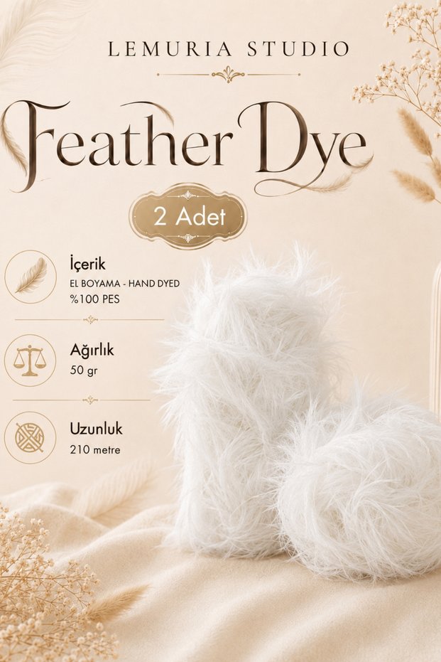Feather Dye 2 Pieces Feathered Hand Dyeing Knitting Yarn, 100% Pes Soft Textured Premium Yarn, 50 Gr 210 m