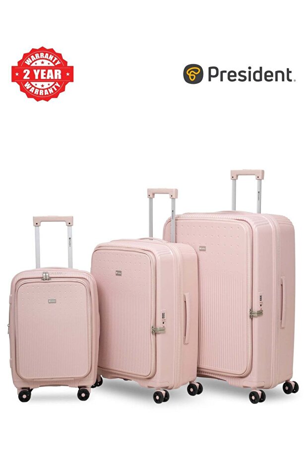 3 Piece Polypropylene Hard-side Luggage Set with TSA Lock | Lightweight Spinner Suitcases with 360° Wheels | Durable Trolley Bags for Secure Travel (Small, Medium, Large)