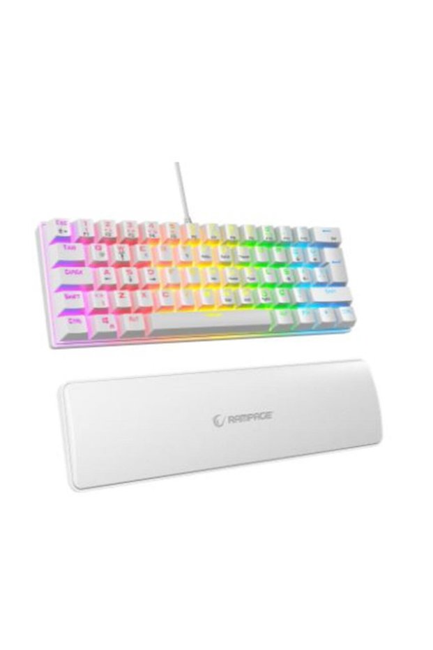 Rampage Ally K11 White Rainbow Q Gaming Player Keyboard Blue Switch with Wrist Support