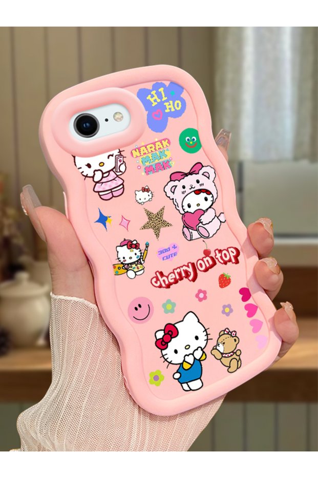 iPhone 7 Compatible Case Camera Protector Pink Silicone Couple Phone Case Kitty Pattern