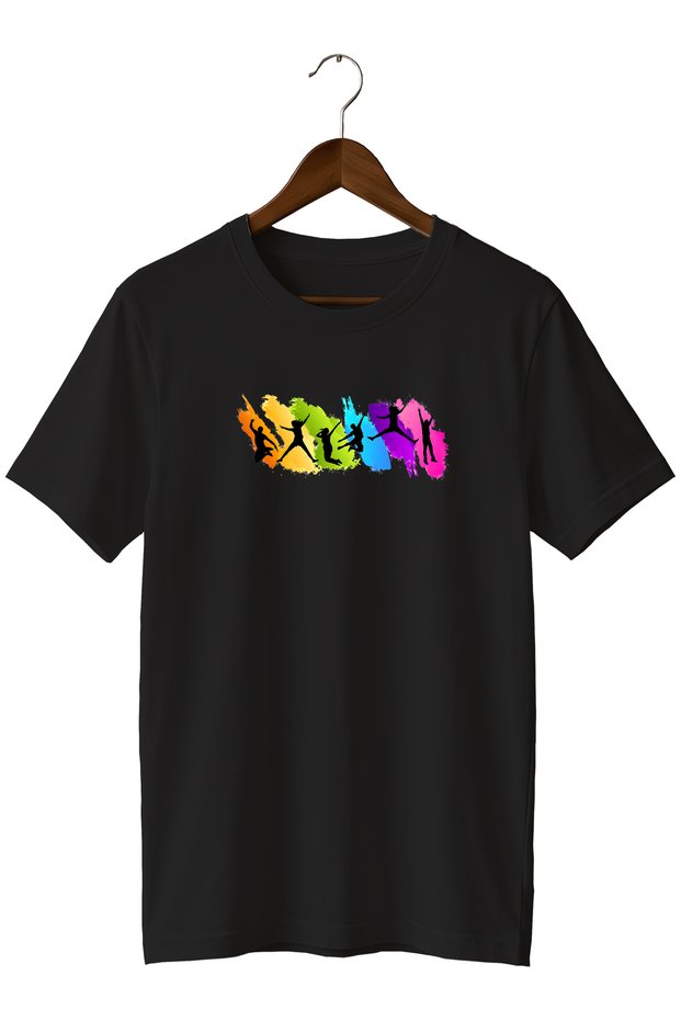 Printed Energetic Street Fashion Tshirt Colorful Patterned Dance Festival T-Shirt