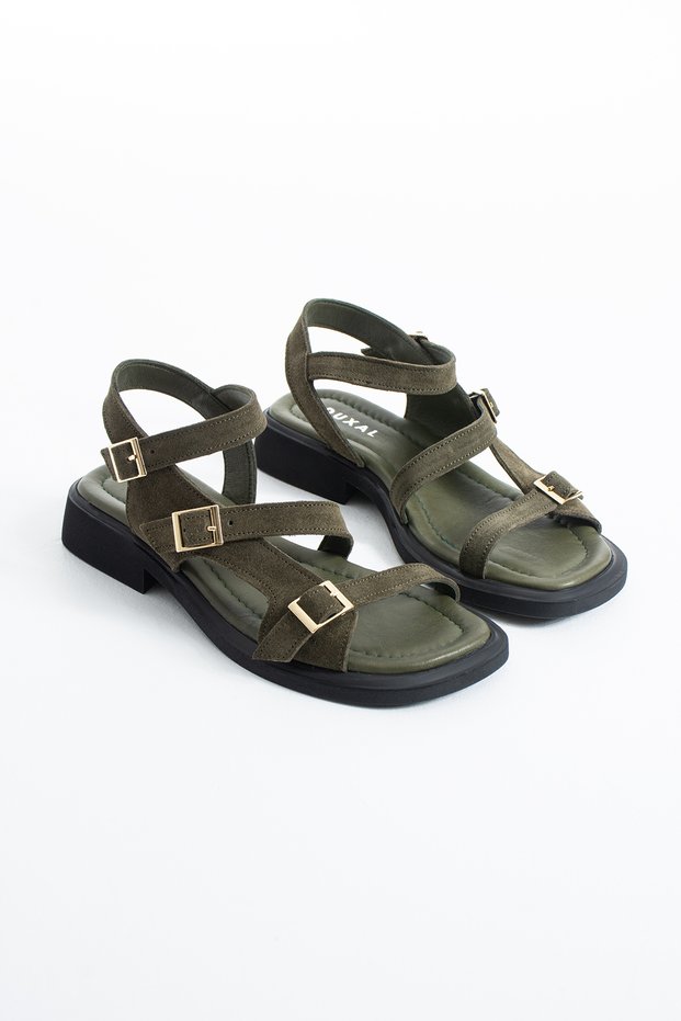 Patricia Women's Genuine Leather Gold Buckle Adjustable Summer Sandals Slippers Ultra Comfortable and Stylish