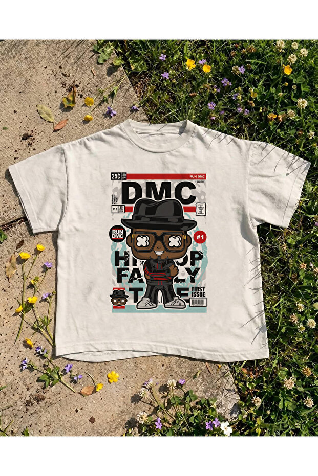 تي شيرت مطبوع للجنسين من Run DMC مقاس كبير