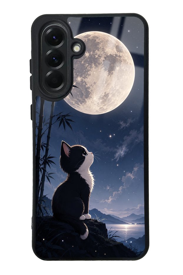 Samsung A56 Moon Guardian Kitty Design Glossy Phone Case