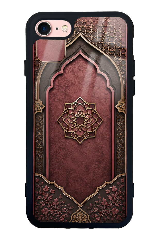 iPhone 7 Burgundy Glossy Phone Case with Ottoman Emblem Design