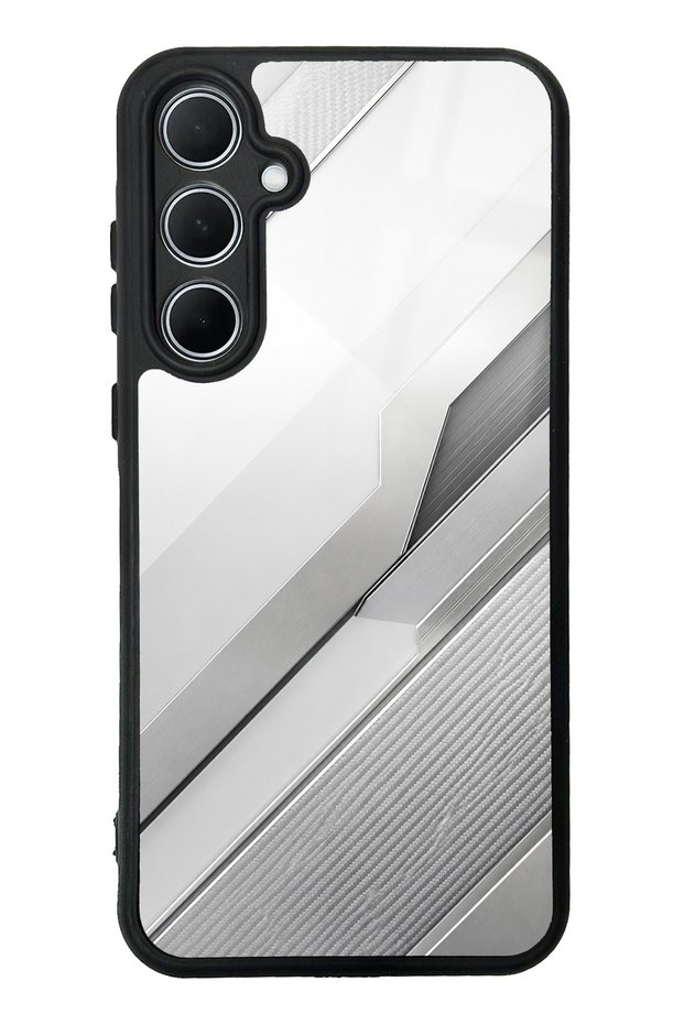 Samsung A35 Silver Titanium Edge Design Glossy Phone Case