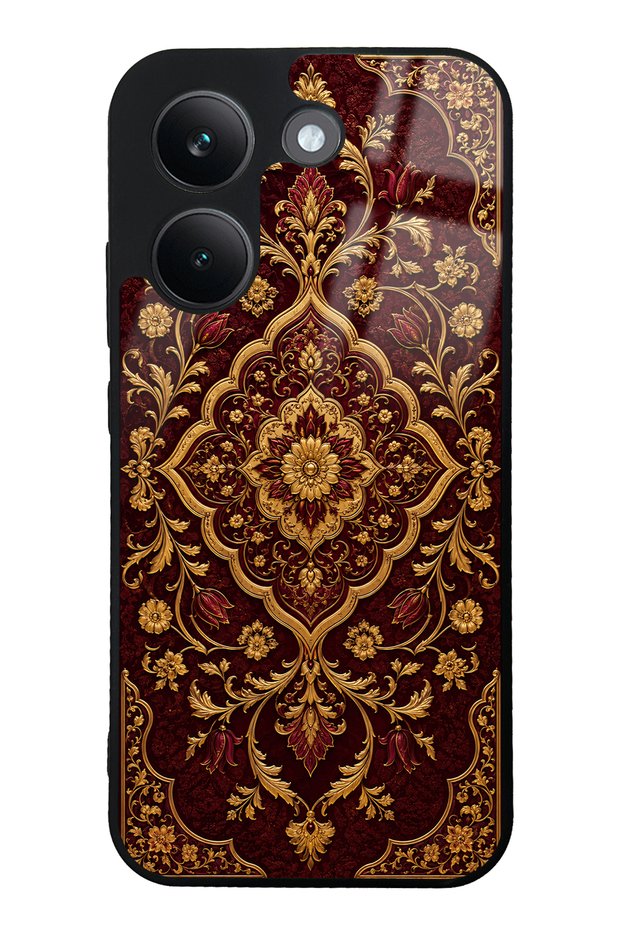 Xiaomi Poco X8 Pro Burgundy Ottoman Gold Design Glossy Phone Case
