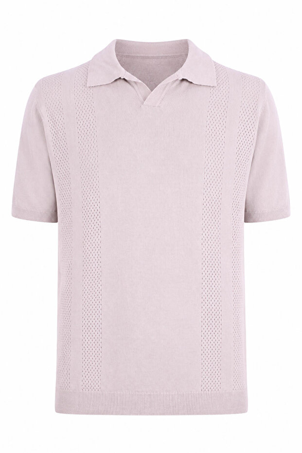 Half Placket Stone Men's Polo Neck T-Shirt 18242