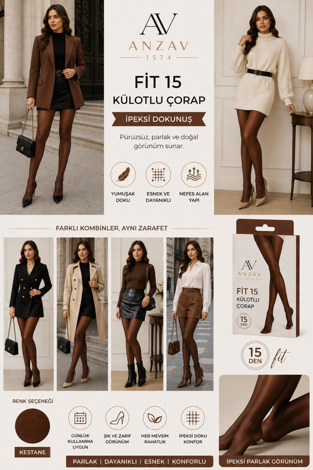 Women's 15 Den Thin Shiny Pantyhose – Silky Touch, Flexible and Durable