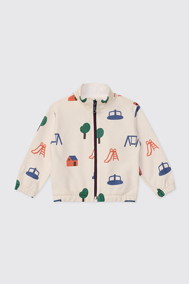 Baby Boy Zippered Beige Sweatshirt