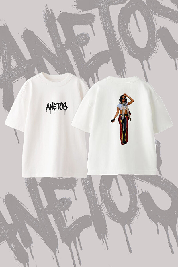 Megan Thee Stallion_2 Design Back Printed Cotton White Oversize T-Shirt