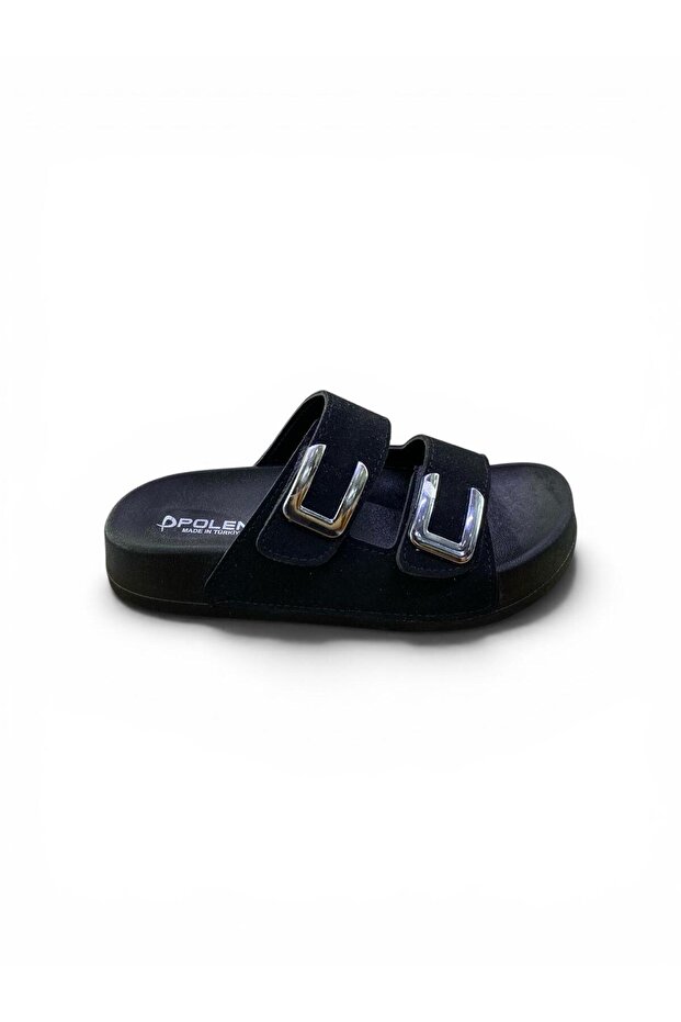 Women's Flat Sole Double Strap Buckle Slippers