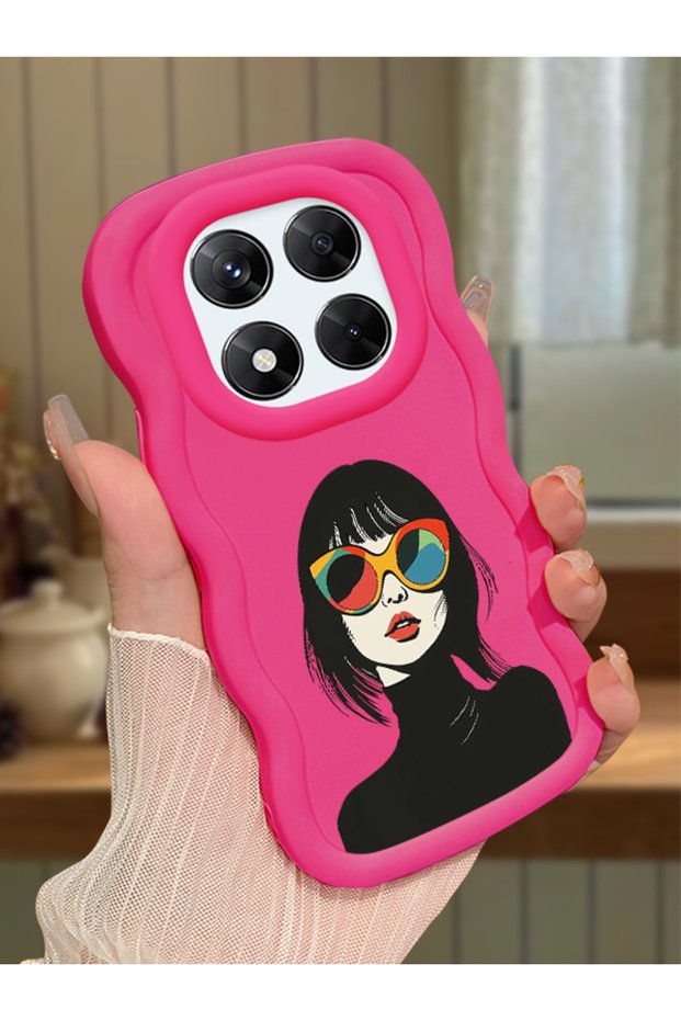 Redmi Note 14 Pro 4g Compatible Case Camera Protector Red Silicone Couple Phone Case Girl Pattern