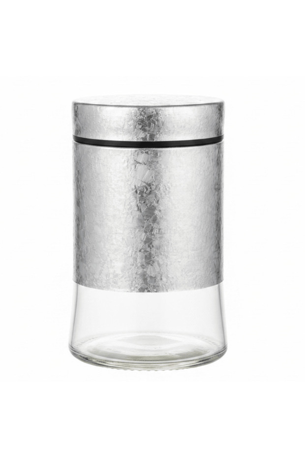 Glass Canister with Decorative Plastic Lid – 750 ml - Silver / Brown