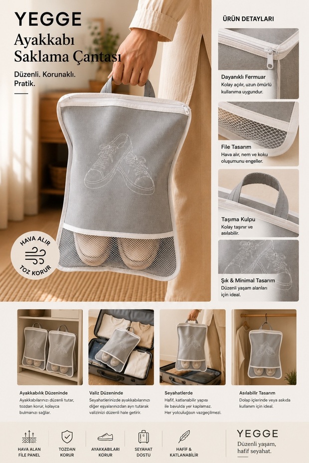 Suitcase Organizer Set of 5 Suitcase Travel Organizer Pouch - Shoe Bag