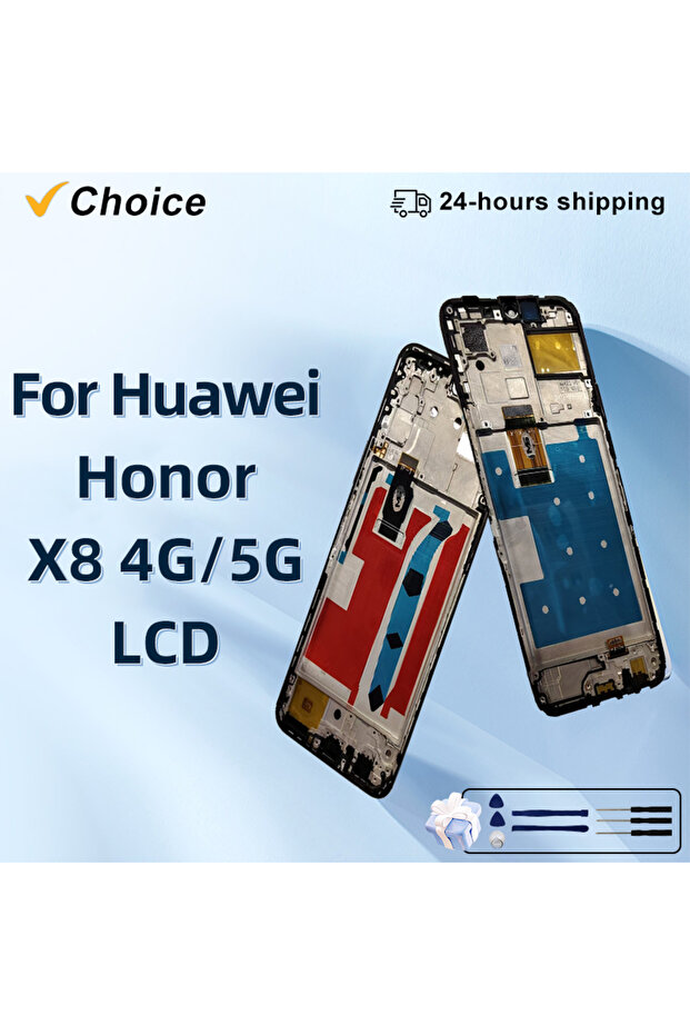 شاشة عرض 4G بدون إطار X8 لهاتف Honor X8 4G TFY-LX1، شاشة LCD تعمل باللمس مع محول رقمي F