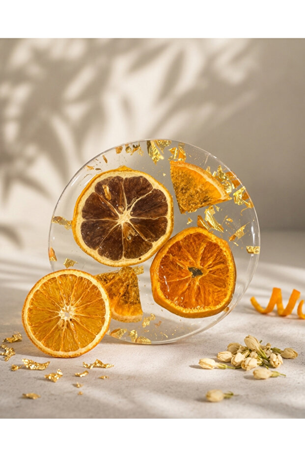 Citrus Halo – Handmade Round Epoxy Coaster with Real Orange