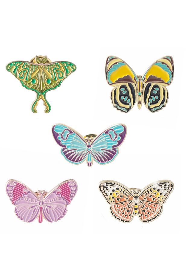 5pcs-set 5Pcs/Set Colorful Butterfly Brooch Enamel Creative Funny Insect Metal Badge Lapel Pin Cloth