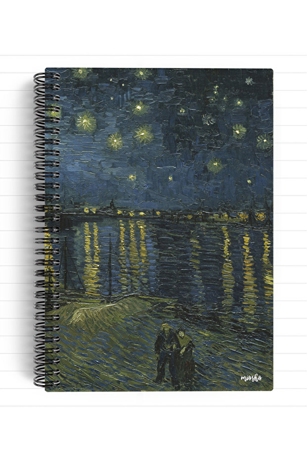 Vincent Van Gogh/Starry Night over the Rhone,1888 | Spiral Notebook 24 | A5 | Striped | 100 Pages | School