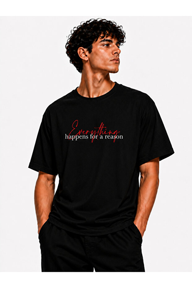 Happen for Reason Design Premium Printed Oversize 100% Cotton T-Shirt
