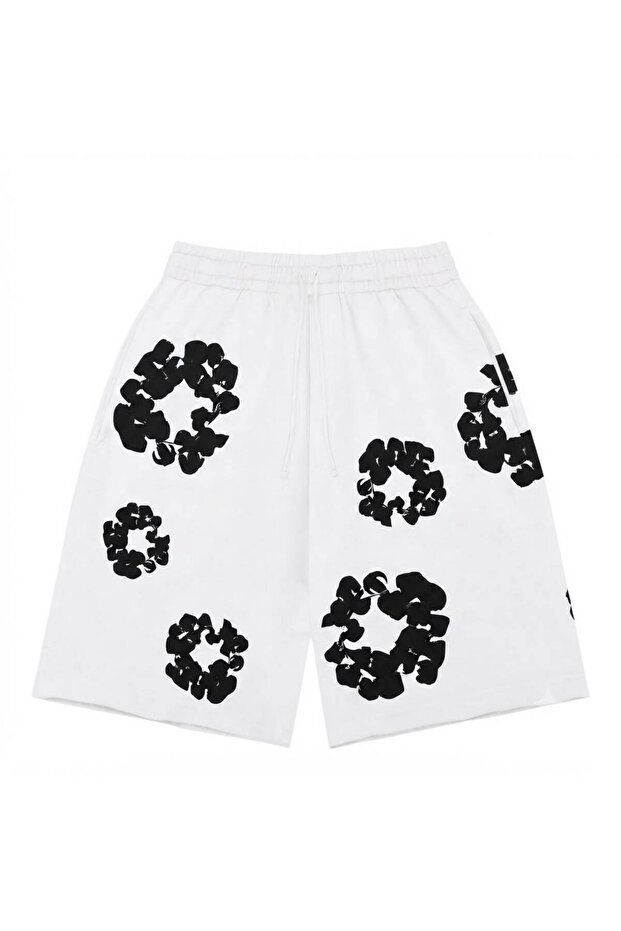 Oversize Shorts - 3D Puff Fluffy Floral Printed Cotton Shorts