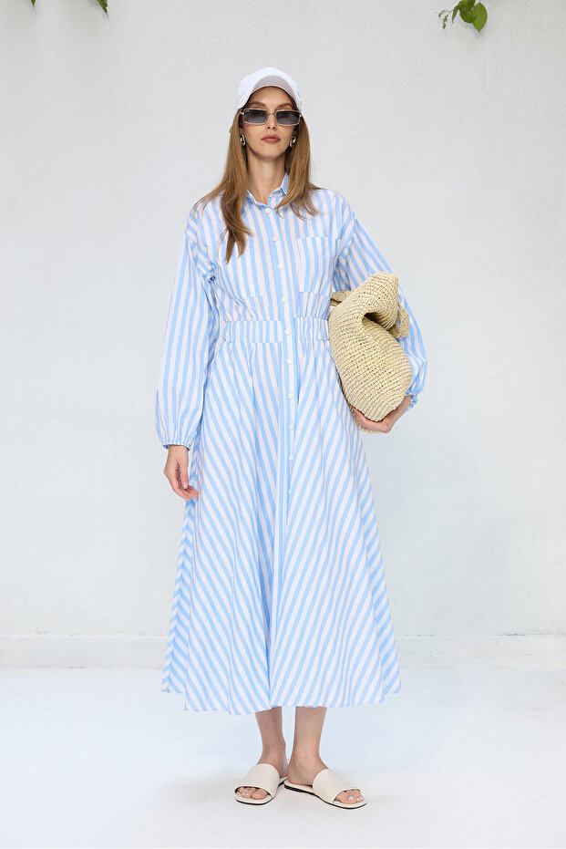 Striped Dress with Elastic Waist
