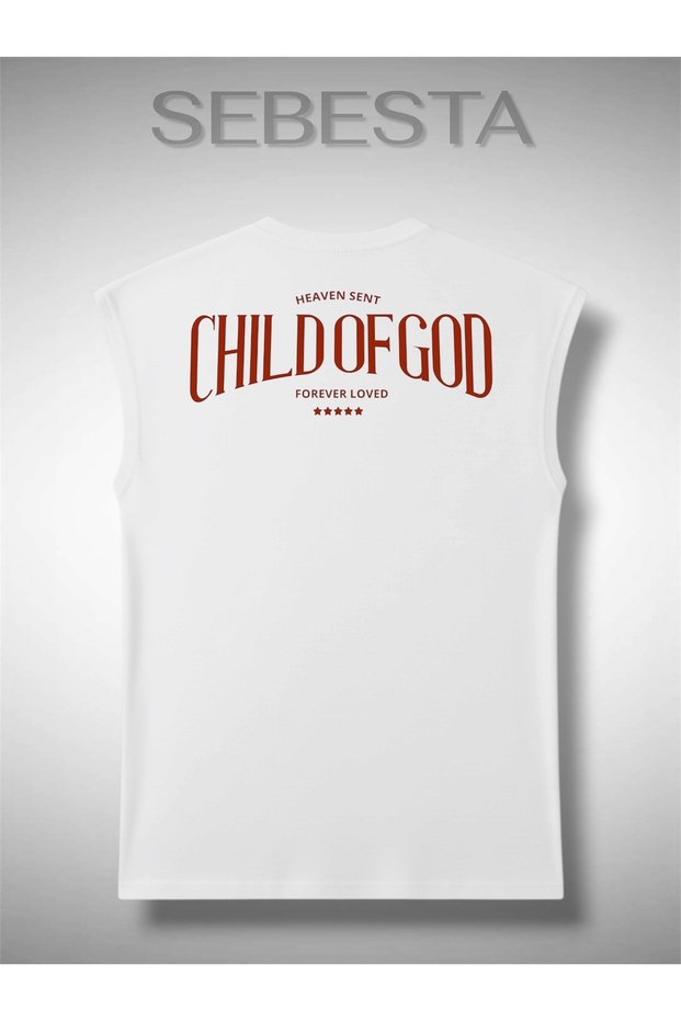 Child of God Printed Cotton 0 Collar Premium Oversize Sportsman Top