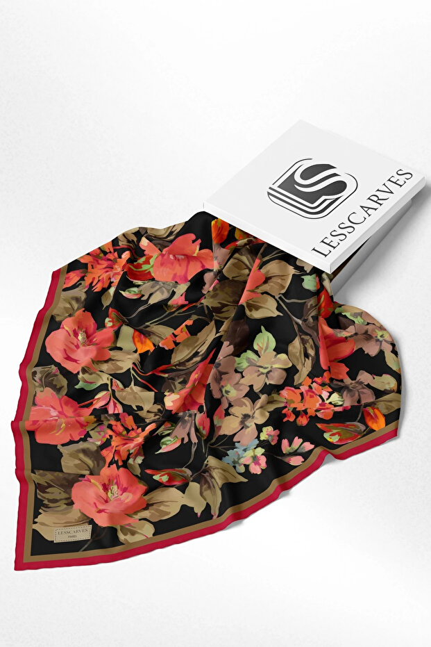 Cotton Silk Scarf with Floral Pattern Ls2206