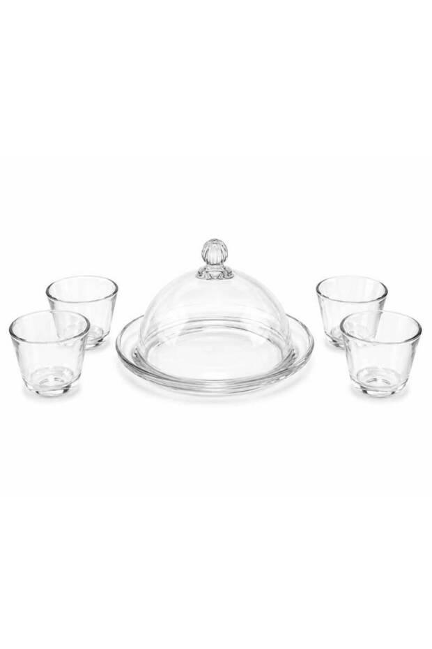 Date serving set with lid and 4 cups - 5 pieces