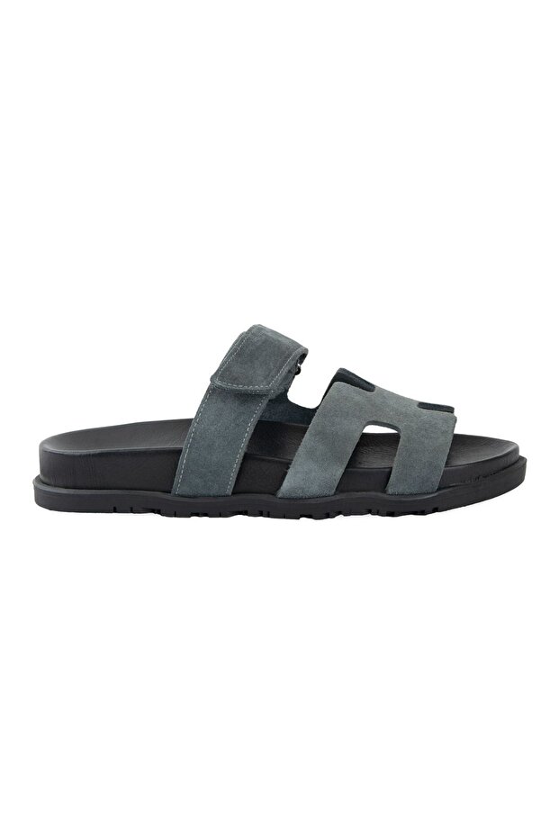Women's Strappy Suede Slippers 215555 Gray