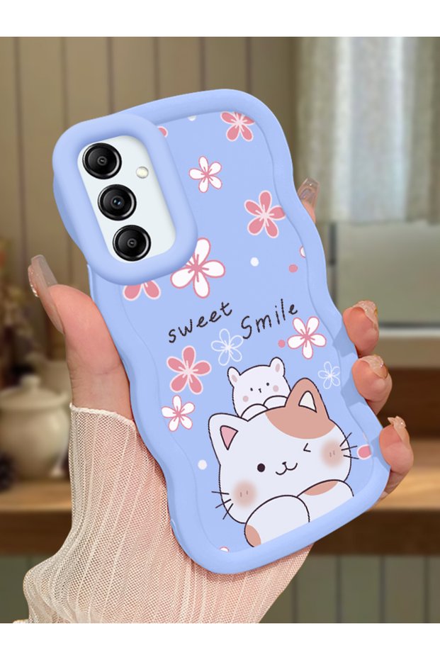 Samsung Galaxy A14 5g Compatible Case Camera Protector Blue Silicone Couple Phone Case Cat Pattern