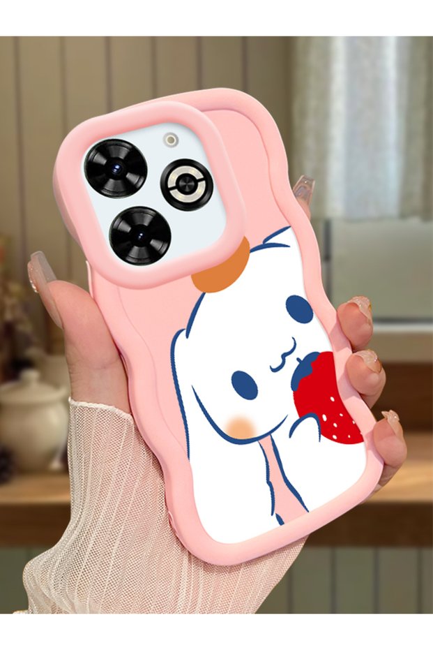 Infinix Smart 8 Plus Compatible Case Camera Protector Pink Silicone Couple Phone Case Stripe Pattern