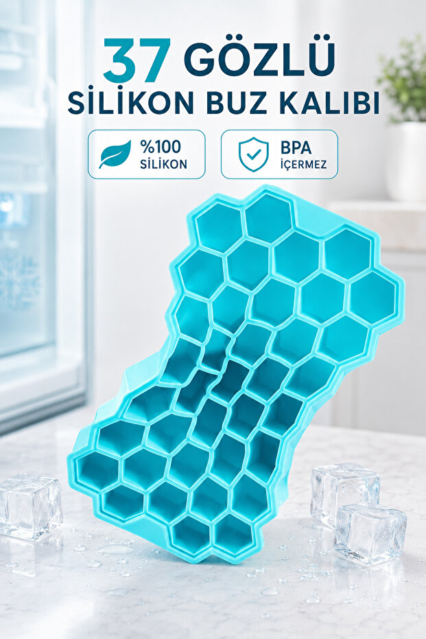 37-Cavity Small Silicone Ice Mold Mini Ice Maker Flexible Easy-Release Ice Container