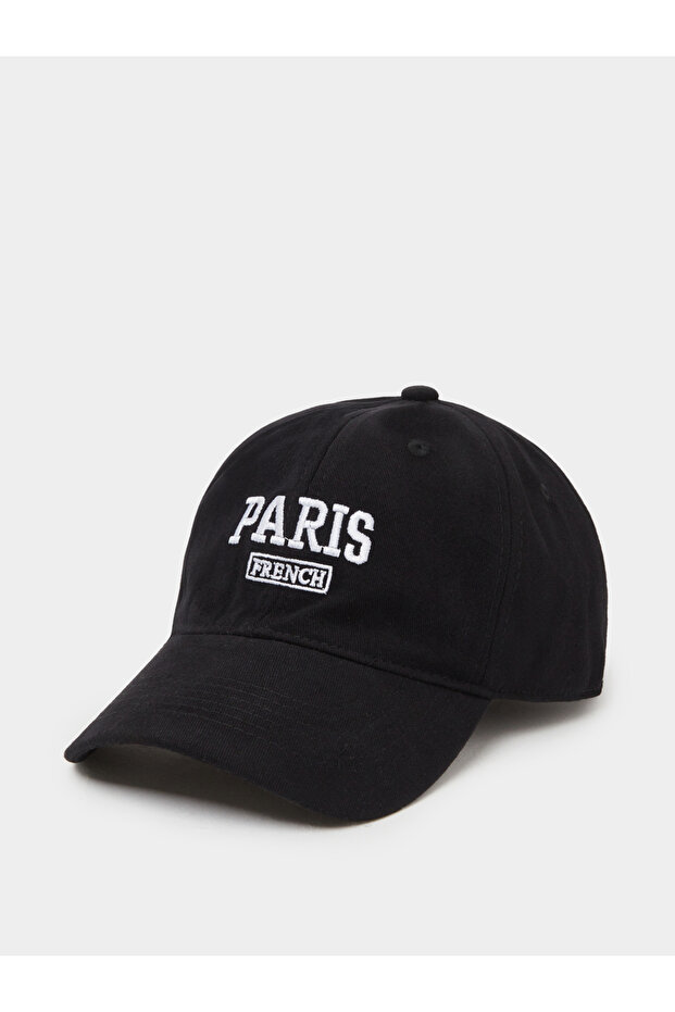 Black Embroidered Baseball Cap