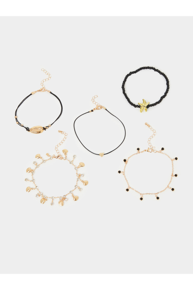 Set Of 5 - Beaded Anklet