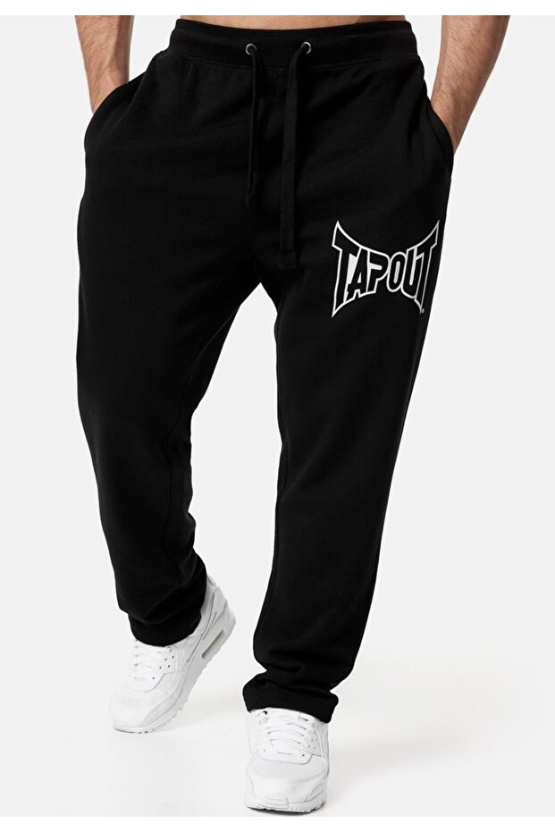 Unisex Lettering Front Printed 2 Thread Combed Cotton Baggy Trousers