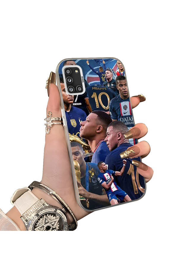 Samsung Galaxy A31 Compatible Silicone Edge Hard Back Case Couple Phone Case Mbappé Patterned