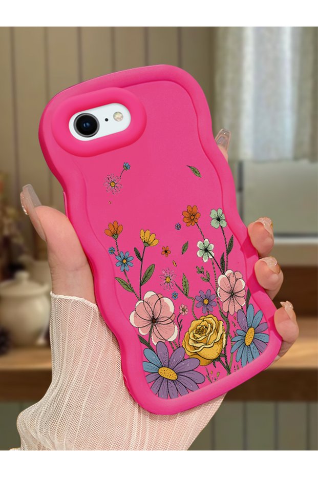 حافظة متوافقة مع هاتف iPhone 6S Plus، حافظة حماية للكاميرا من السيليكون الأحمر، حافظة هاتف بنمط زهور