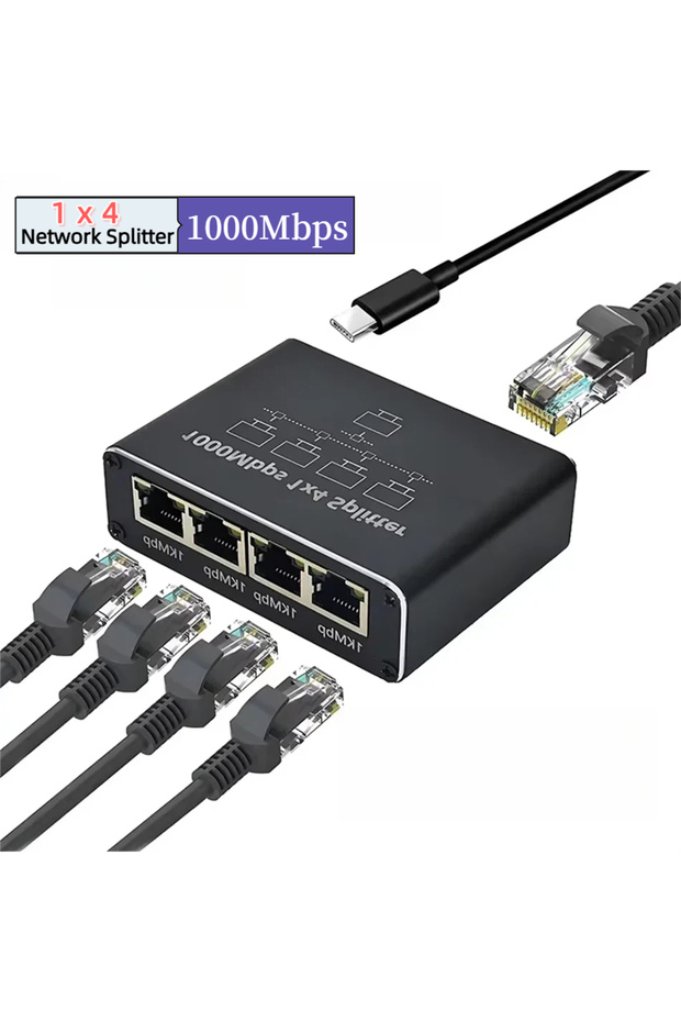 مقسم إيثرنت 1 إلى 4 بسرعة 1000 ميجابت في الثانية، محول شبكة RJ45، موسع كابل LAN 1X2 1X3 1X4 جيجابت